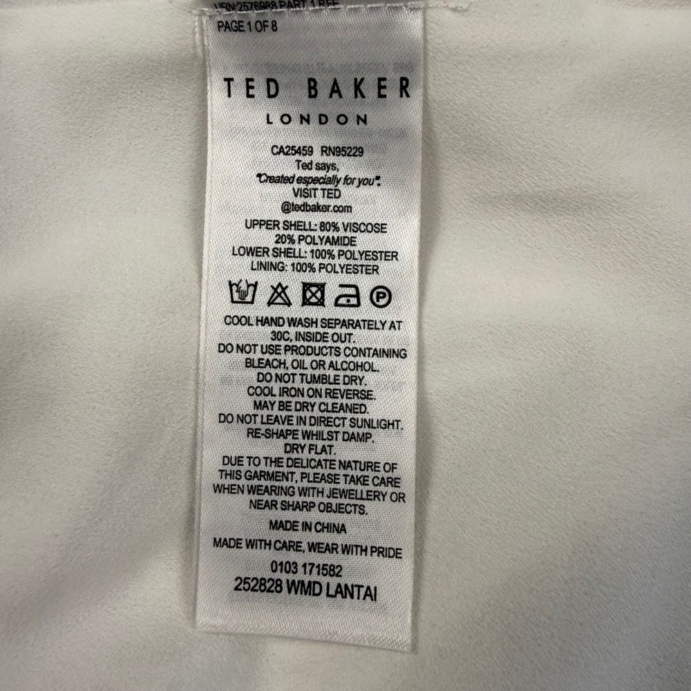 Ted Baker LANTAI Pleated Midi Dress Size 4 Navy White Striped Preppy Sporty Luxe - Picture 11 of 11